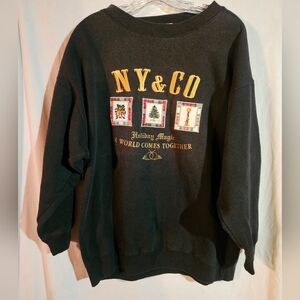 Vintage NY & Co. Christmas Holiday Sweatshirt In Black Size Small